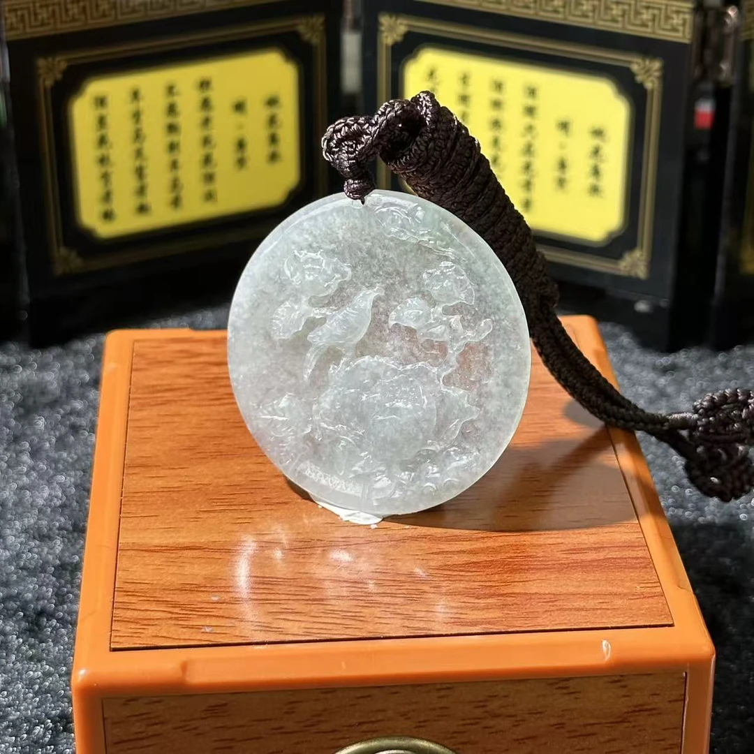 4955-天然翡翠-冰花鸟牌