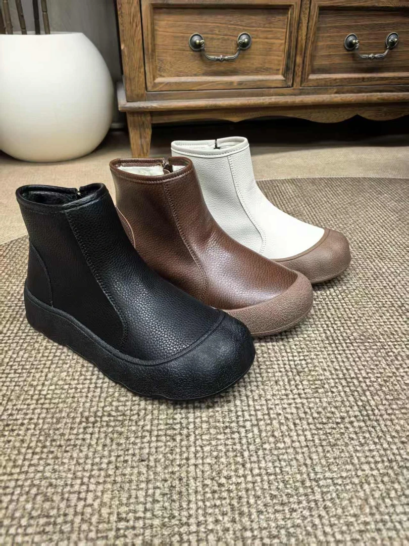 【新品】2025冬季新款复古百搭轻便侧拉链真皮马丁靴短靴9939