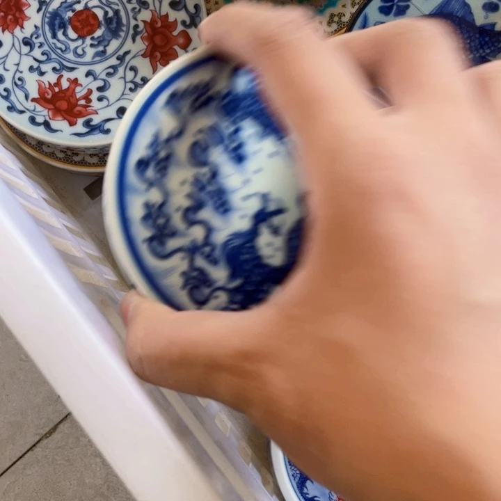 瓷片青花鱼化龙盖置