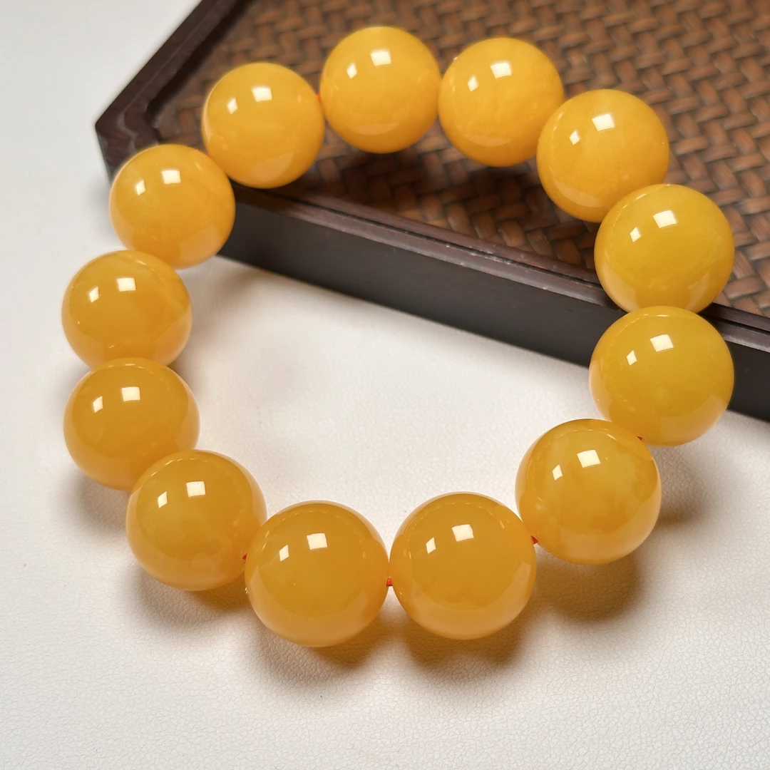 【欣晨珠宝】18+mm焦皮顶红蜡同料手串纯天然保真蜜蜡圆珠素圈