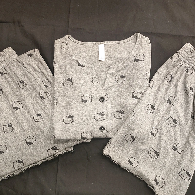 2025春夏季新款高端短袖短裤甜美印花闲家居三件套可外穿睡衣女潮