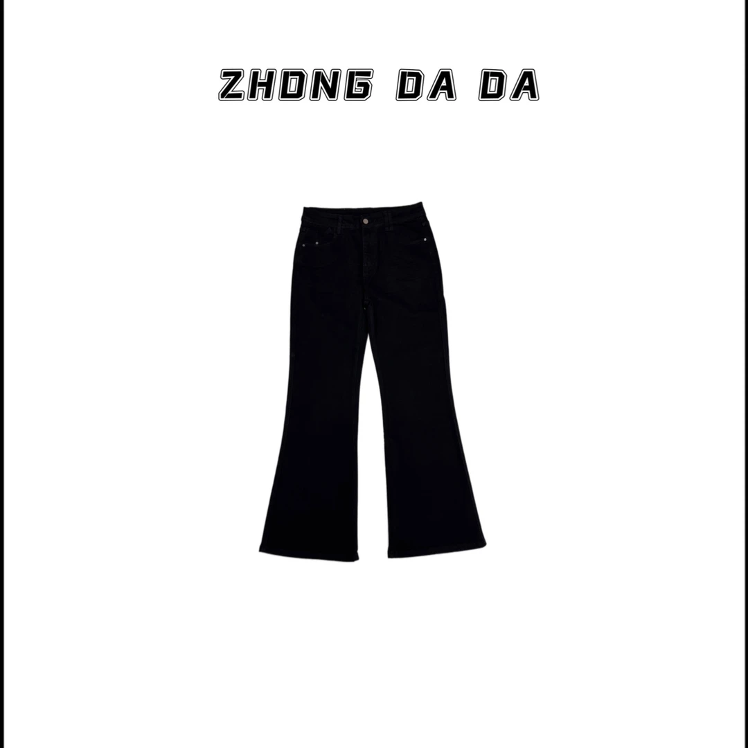 ZHONG大大【】黑色高腰微喇牛仔裤2025秋季显高显瘦裤子50663