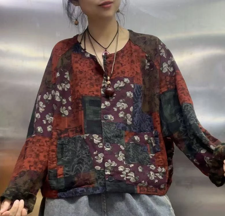 文艺复古百搭花色外套48443