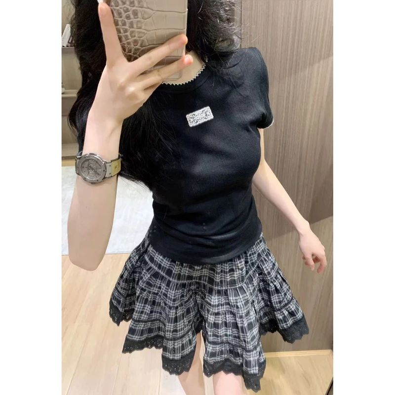 M1450【库存勿动】领口线条设计圆领短袖T恤 衣长54 款号UF81182