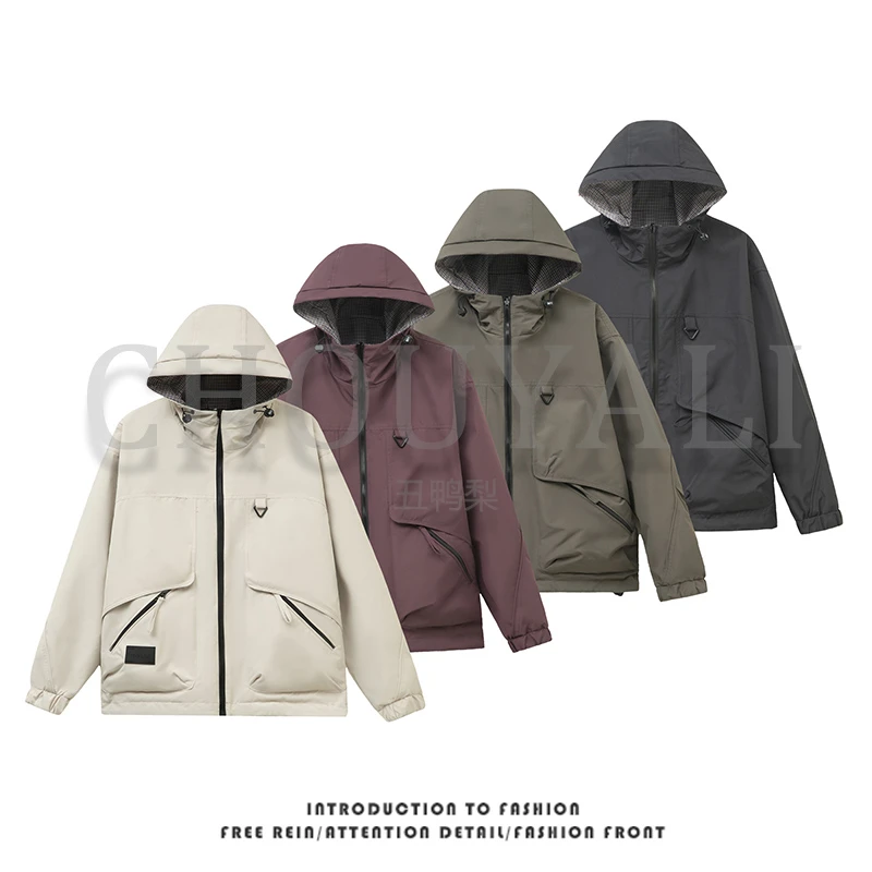 2025春季新款情侣款冲锋衣青年百搭防风双面穿休闲连帽夹克外套