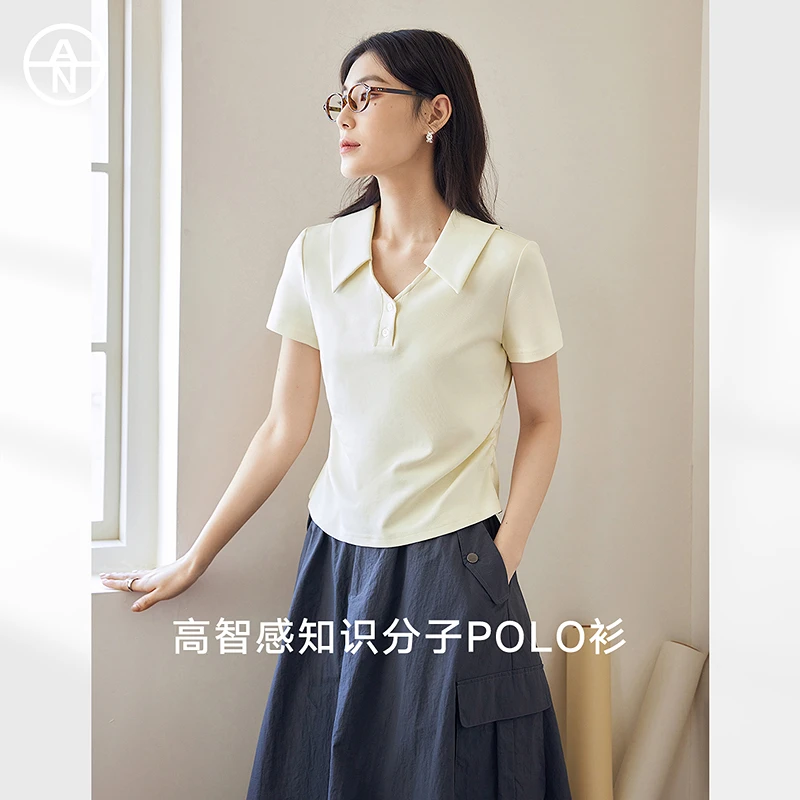 【强哥专属】AN大码女装高智知识分子polo衫夏季胖mm显瘦短袖T恤