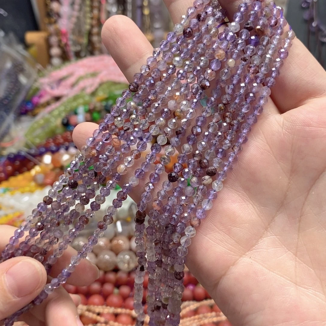 玛瑙/玉髓未镶嵌珠宝半成品紫幽灵钻切一条卡4m