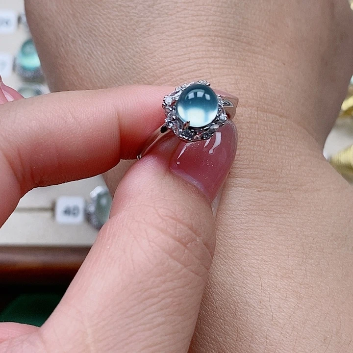 蛇纹石玉银S925镶嵌戒指