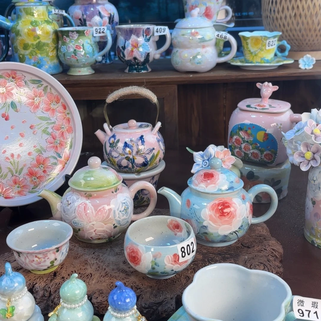 景德镇手绘高温釉下彩陶瓷茶具