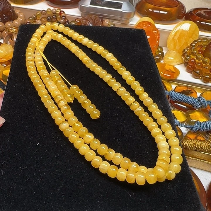 琥珀颈饰未镶嵌天然波罗的海老型128多圈手链项链32.9克