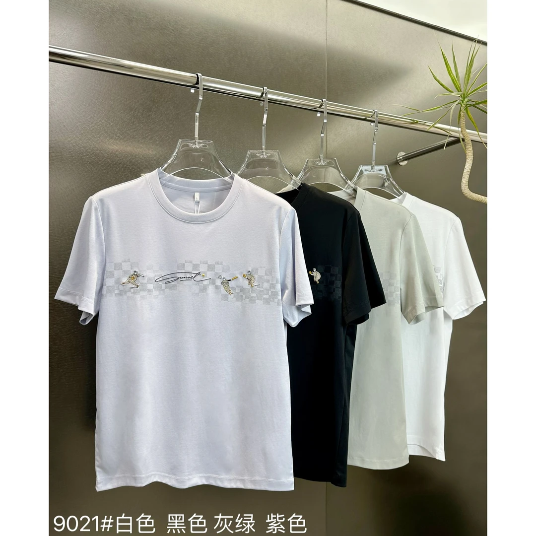 2025新品简约潮牌圆领T恤男生字母潮流百搭痞帅短袖重磅上衣9021