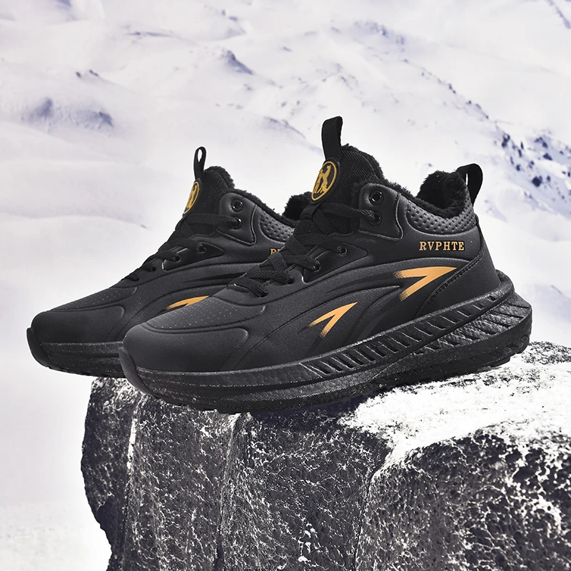 秋冬保罗正品皮面时尚休闲减震跑步运动防滑加厚加绒缓震鞋跑步鞋