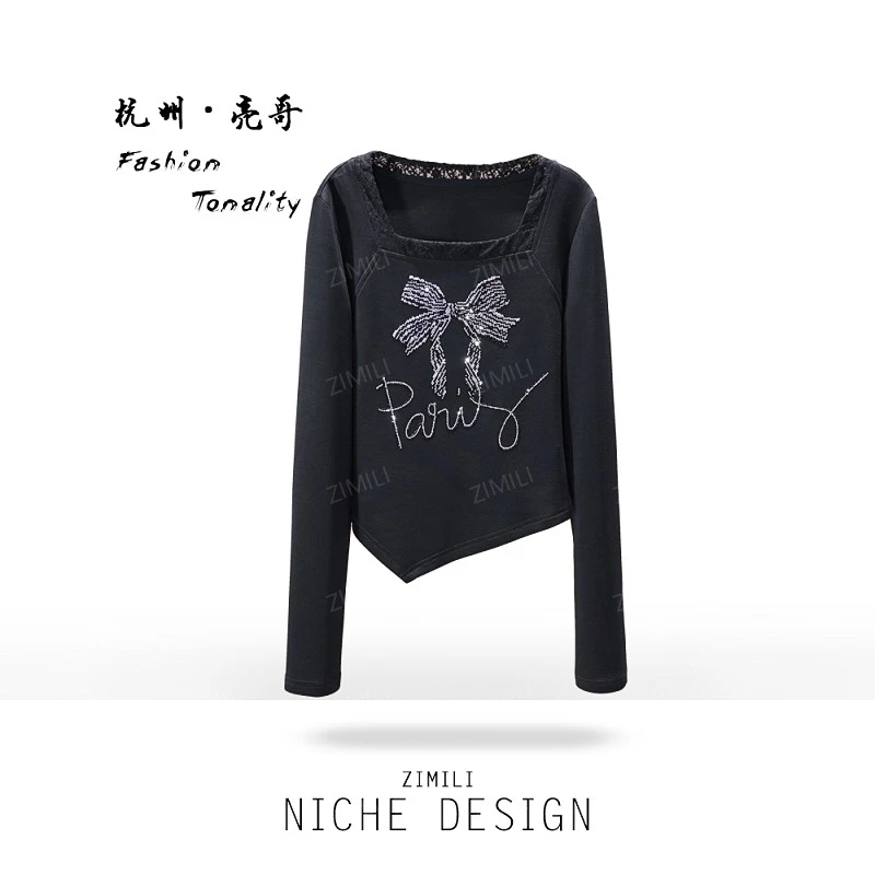 【亮哥欧货女装】冬季热感系列《子夜》黑色高弹显瘦打底上衣26005-A2