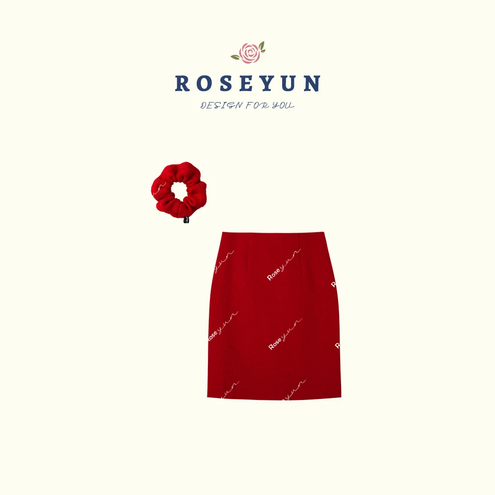 【Rose Yun】重磅年款正红色90羊毛半身裙   JY125002