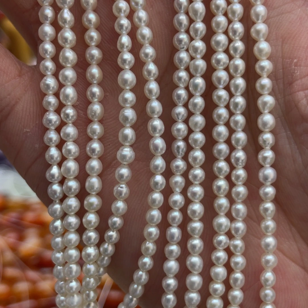 未镶嵌玛瑙/玉髓珠宝半成品天然珍珠宝宝珠1条卡3.4强光款