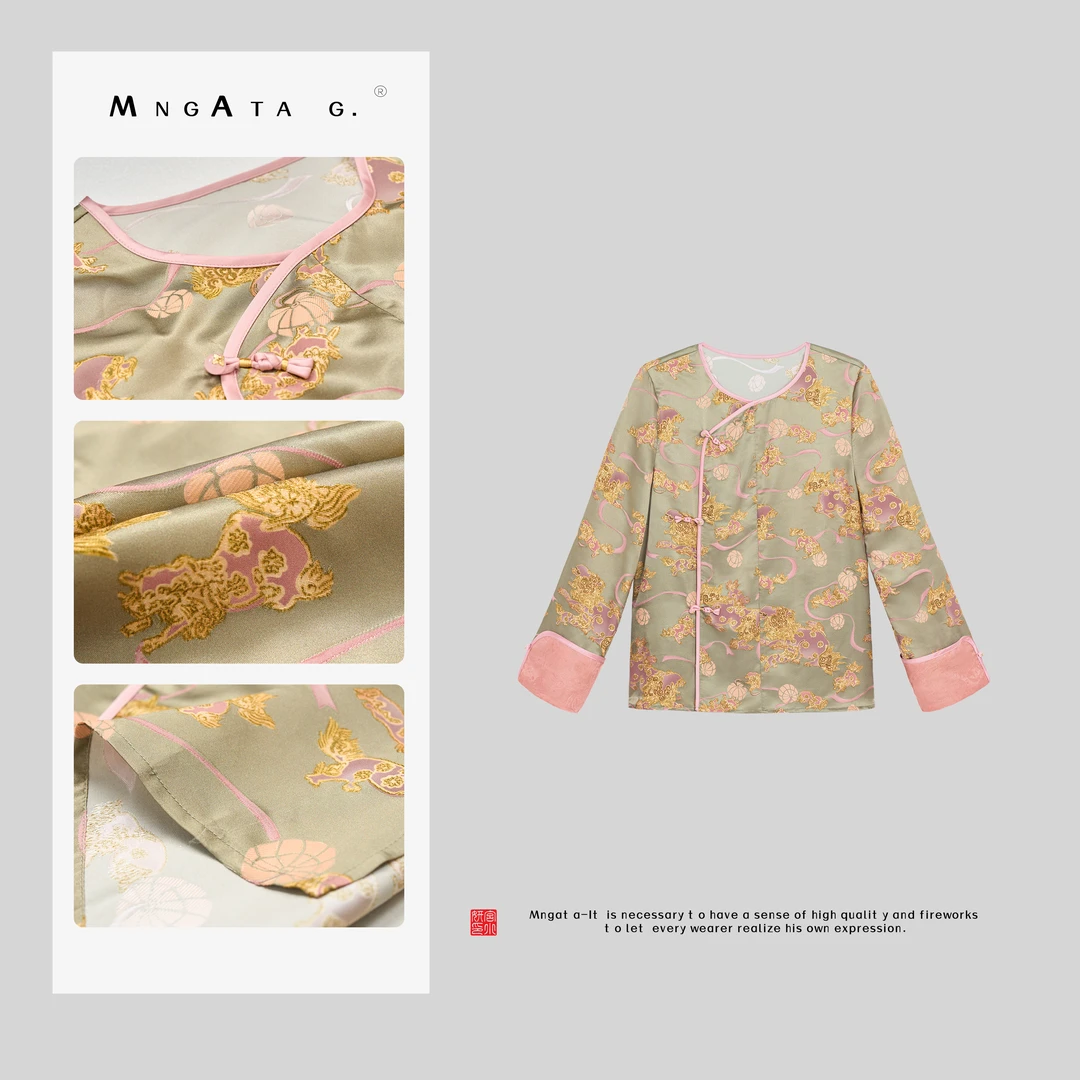 MNGATA G.宫小妍 【麒麟望月】25年秋新中式国风桑蚕丝上衣Z4061963