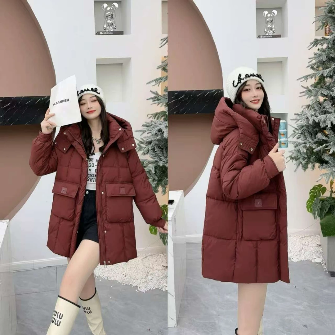 8817衣长76连帽嘎嘎派克服冬季女冬季新款时尚保暖加厚中长款外套