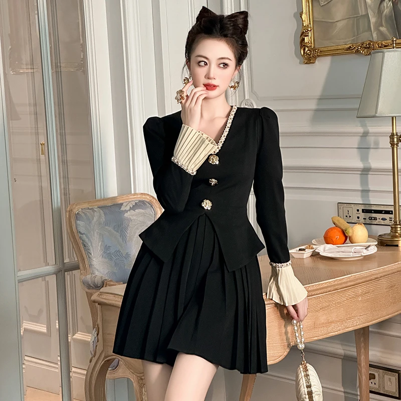 春季新款国内设计师品牌法式收腰气质显瘦连衣裙裙子21562