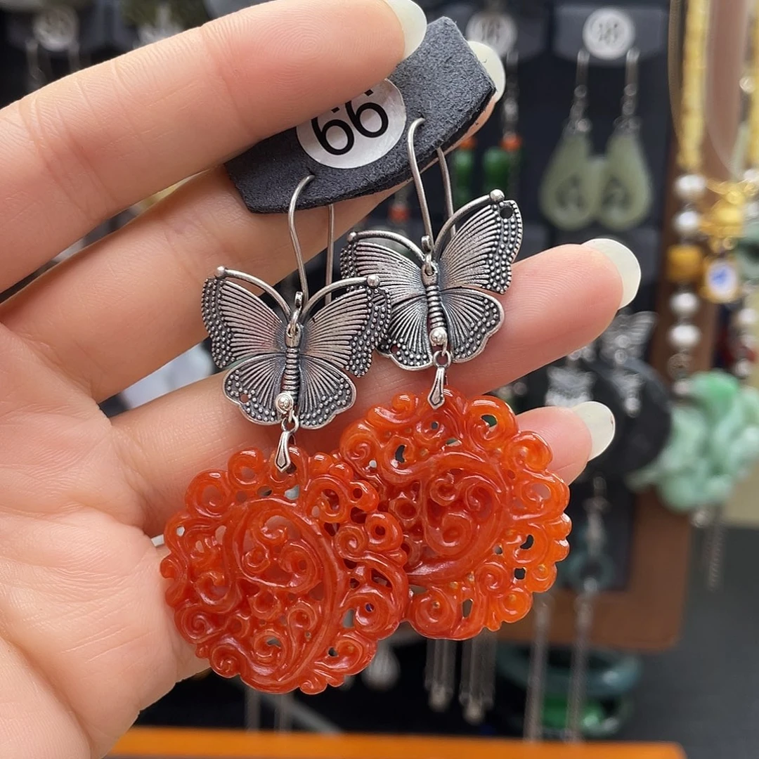 翡翠耳饰银S925镶嵌二***0802yhjhhhh