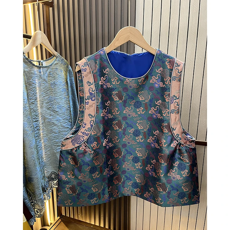 提花秋季马夹新中式国风马甲女士高级感气质减龄坎肩气质复古外穿