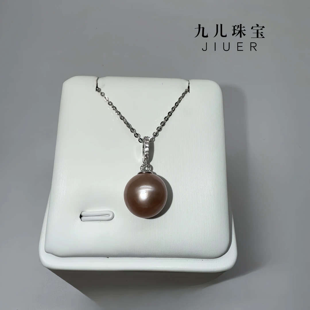 【九儿真珠】S925银 万能扣紫珠吊坠11-12MM（送银链）多样性发1X659