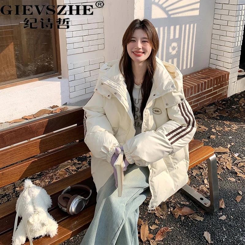 【90绒】纪诗哲轻奢羽绒服女2025冬季新款宽松加厚保暖连帽外套女款
