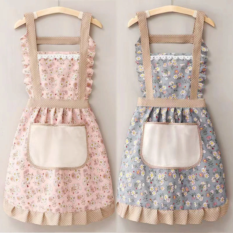 公主裙帆布围裙厨房家用防污做饭女士围腰擦手背带洋气工作服