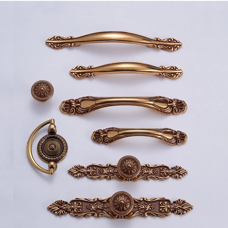 欧式柜门拉手抽屉衣柜门拉手法式柜门把手全铜单孔拉手美式小拉手