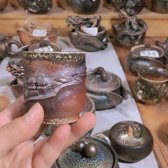 瓷片文*哥风景杯子粗陶