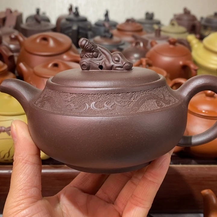 紫砂茶壶四***头微瑕处理一把