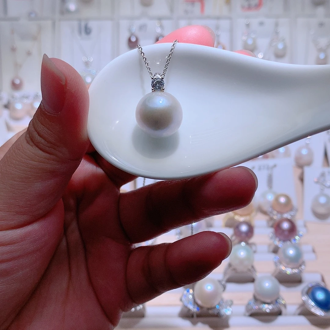 银S925镶嵌淡水珍珠吊坠(赠链)CC14.5mm