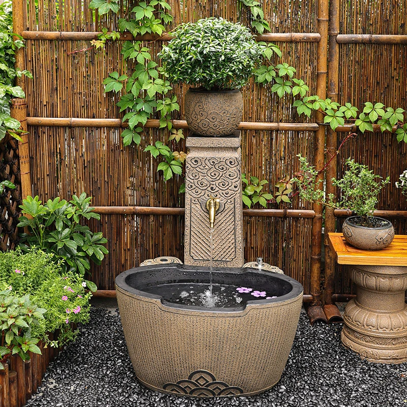 庭院户外洗手盆池别墅花园中式拖把池仿古墩布水槽浇花立柱栓台盆