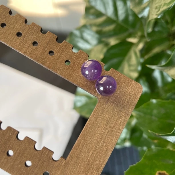 【紫水晶耳钉2号】天然紫水晶耳钉/多样性发其一