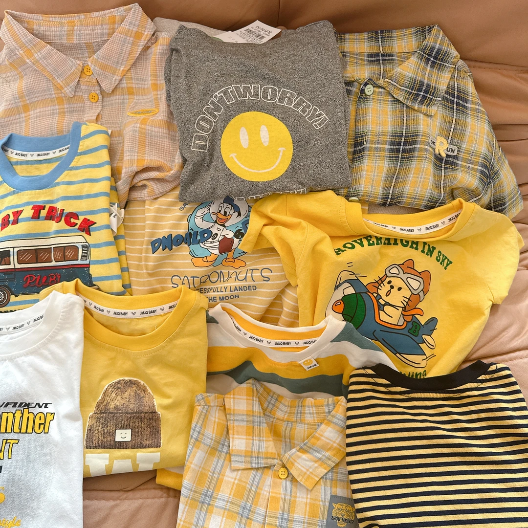 吉木吉千【黄色 开年福袋 A008】25年男女童夏季韩版上衣五件套系列