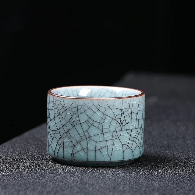 哥窑茶杯开片禅翼纹小杯子陶瓷品茗杯家用单杯子复古茶盏可养中式