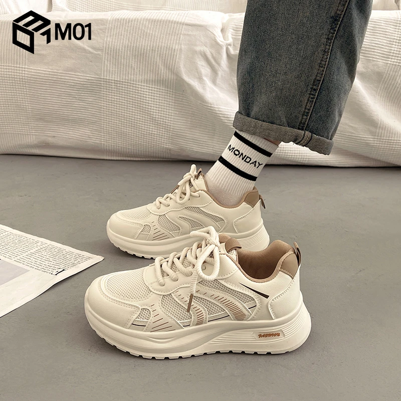 M01爆款百搭厚底老爹鞋女德训阿甘鞋2025超火春秋欧货运动休闲鞋