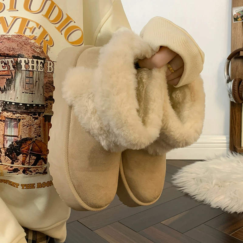 雪地靴女款秋冬季2025新款百搭爆款加绒加厚保暖翻毛外穿棉鞋