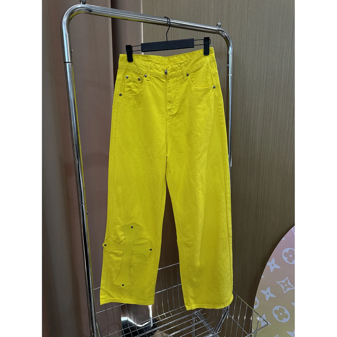 柠檬黄十字架牛仔裤 K1676/279号
