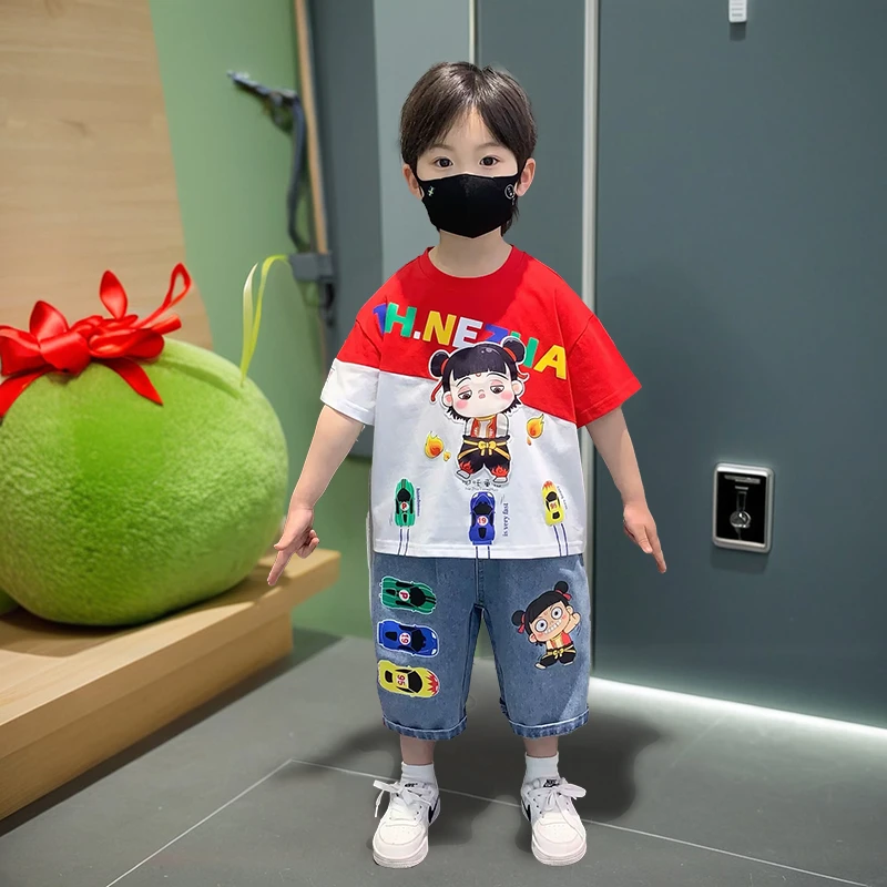 哪吒衣服男童夏装套装2025新款宝宝夏季衣服洋气男孩短袖体恤短裤