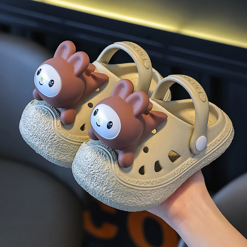卡通兔子女士洞洞鞋外穿厚底沙滩儿童防滑亲子凉鞋女童踩屎感女孩