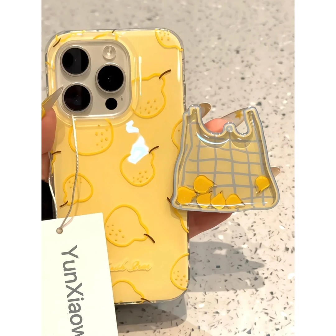 黄梨购物袋摇摇乐适用于苹果16promax手机壳防摔imd13/14/12/11