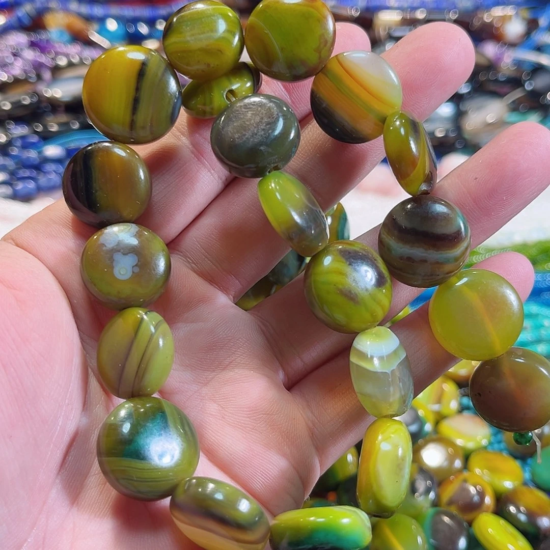 玛瑙/玉髓合金珠宝半成品孔雀玛瑙一条18mm