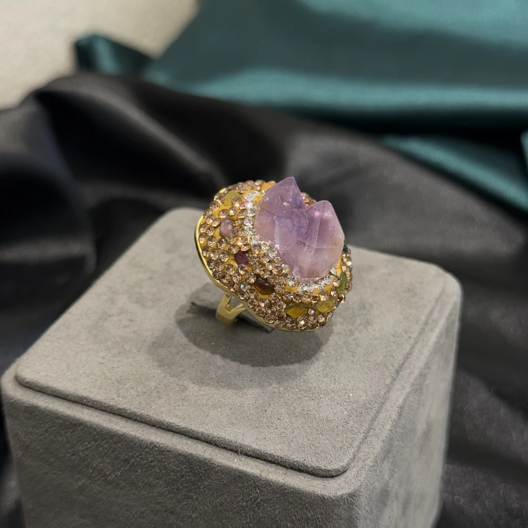 意大利工艺原矿紫水晶戒指开口【多样性发一】【ZSJ038】