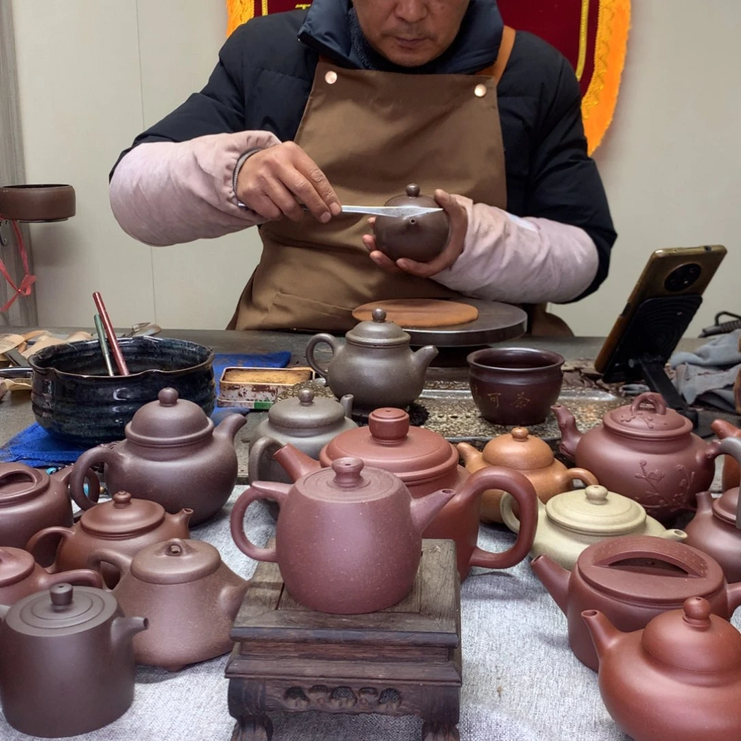 紫泥茶壶高巨轮150c半手工制作