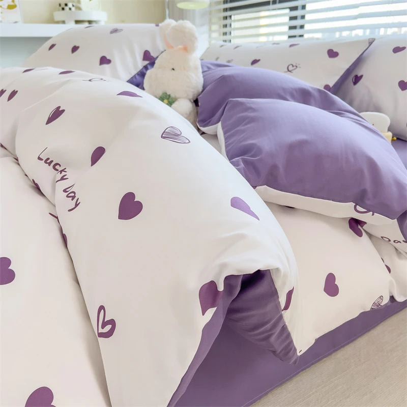 【新疆西藏包邮】四件套亲肤棉少女公主风床上用品宿舍学生被套床单