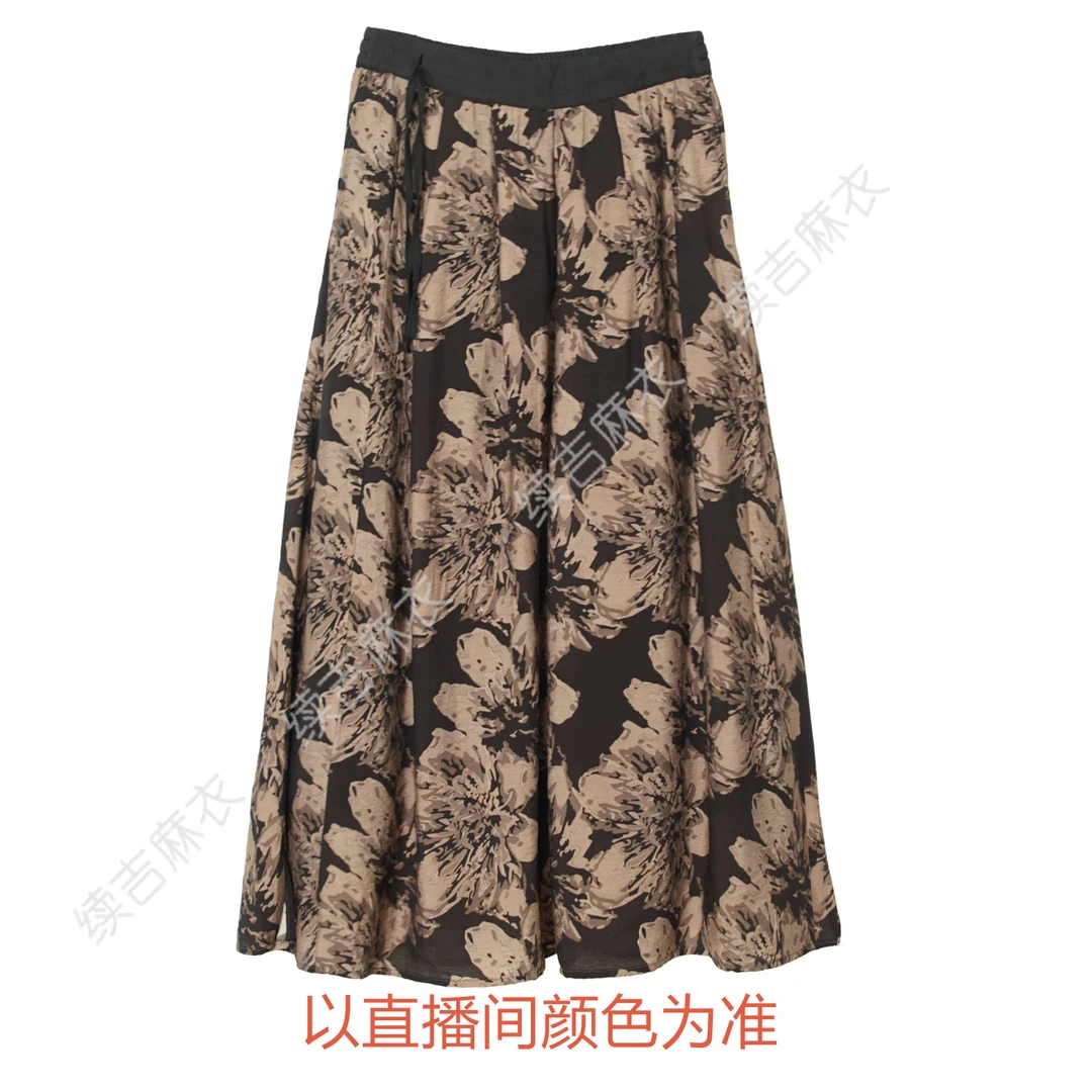续吉麻衣25-360印花百搭气质复古休闲女士半裙
