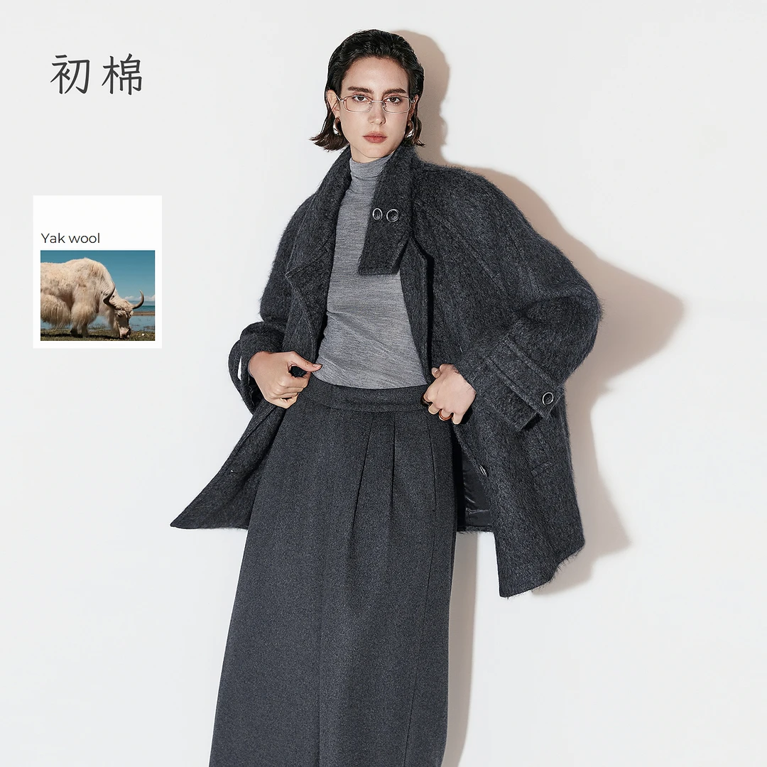 初棉秋冬设计师款复古毛呢大牌绒立领短款大衣367666015