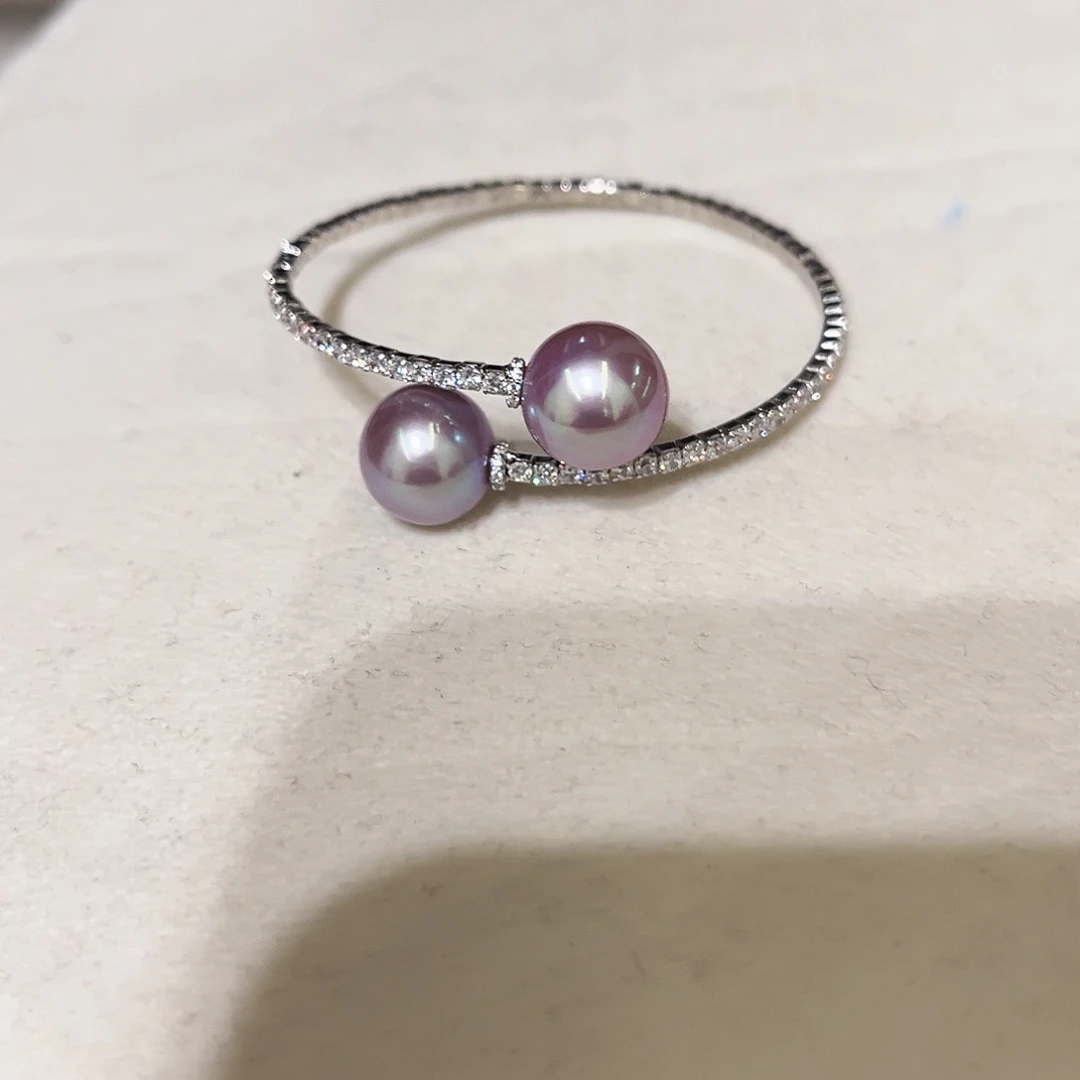 淡水珍珠手链银S925镶嵌小**w