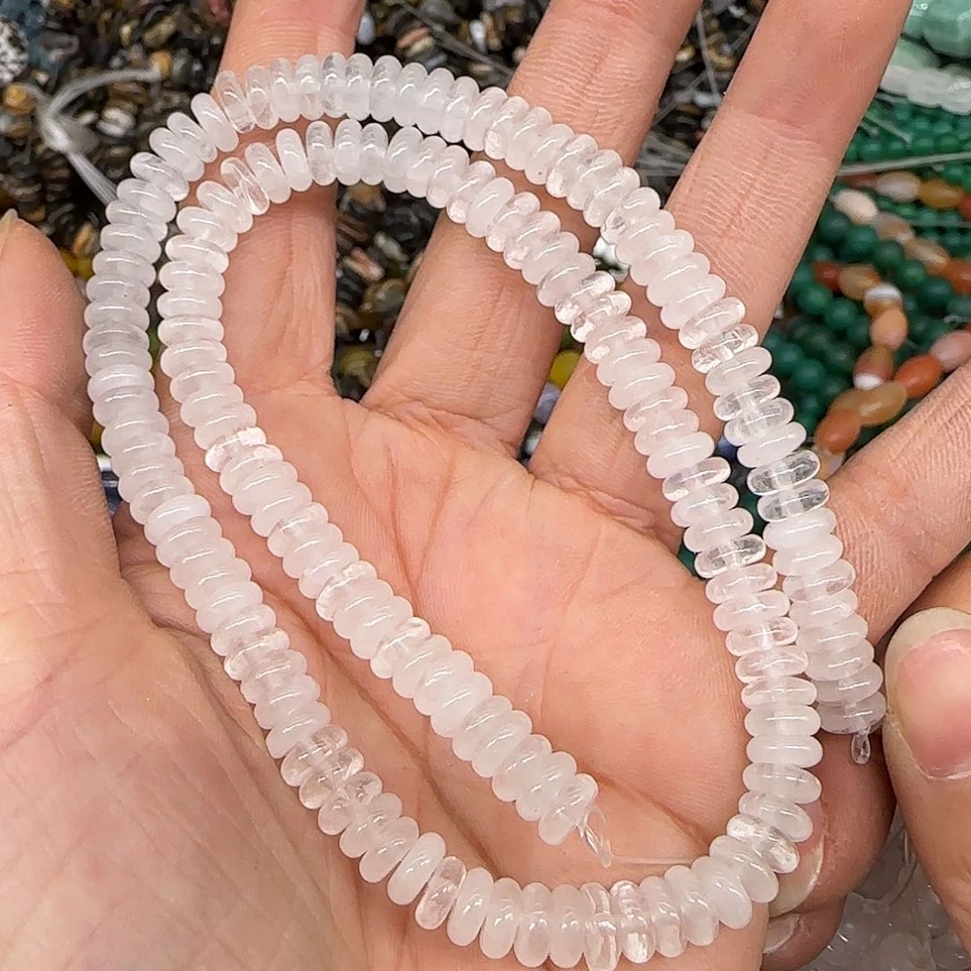 玛瑙/玉髓合金珠宝半成品白水晶6mm算盘一条