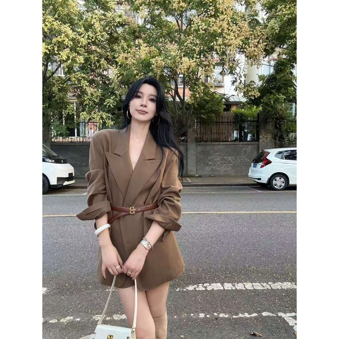 鸽子的衣橱|中古| 复古 绵羊毛莱赛尔混纺气质显瘦微廓形高质西装